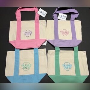 Trader Joe’S Mini Pastel Canvas Tote Bag - All Four Bags